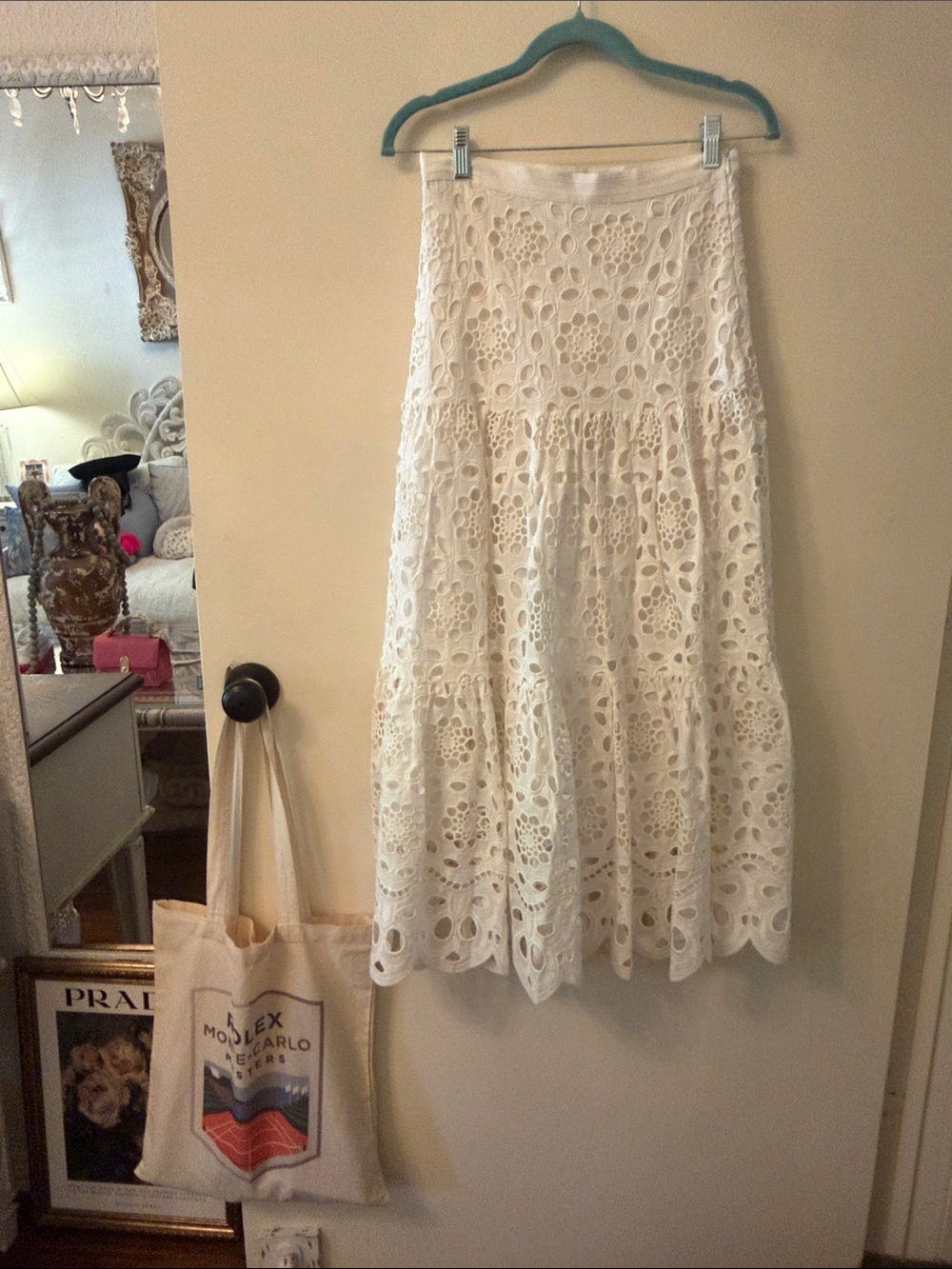 Zara White Eyelet Maxi Skirt